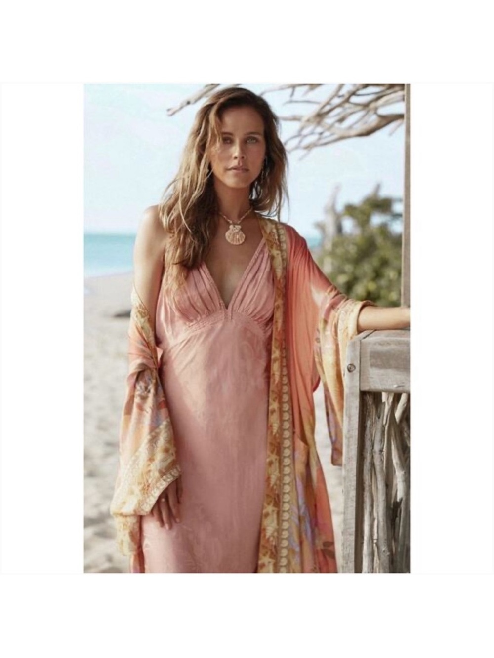 Spell ocean dress silk maxi Blush Pink V-Neck Maxi